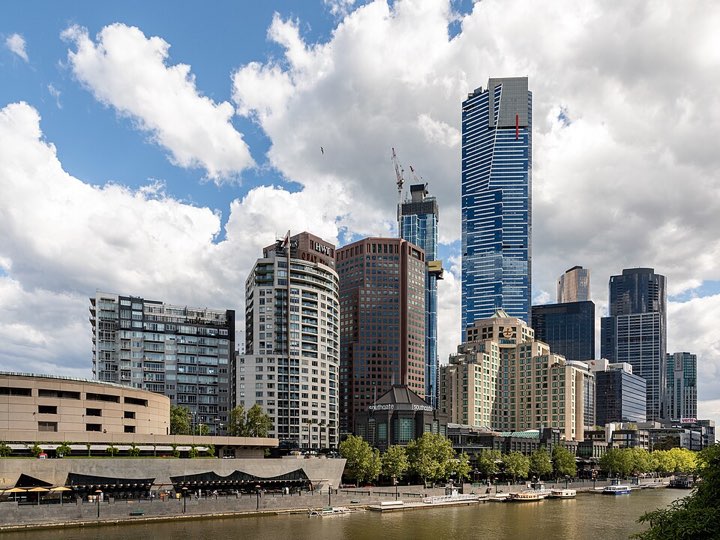 Southbank and Eureka Tower seen from across the Yarra River
